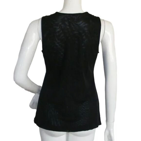 new CHICO'S Mesh Tank top, 1/M, Black Nylon, Pleats - Picture 5 of 11